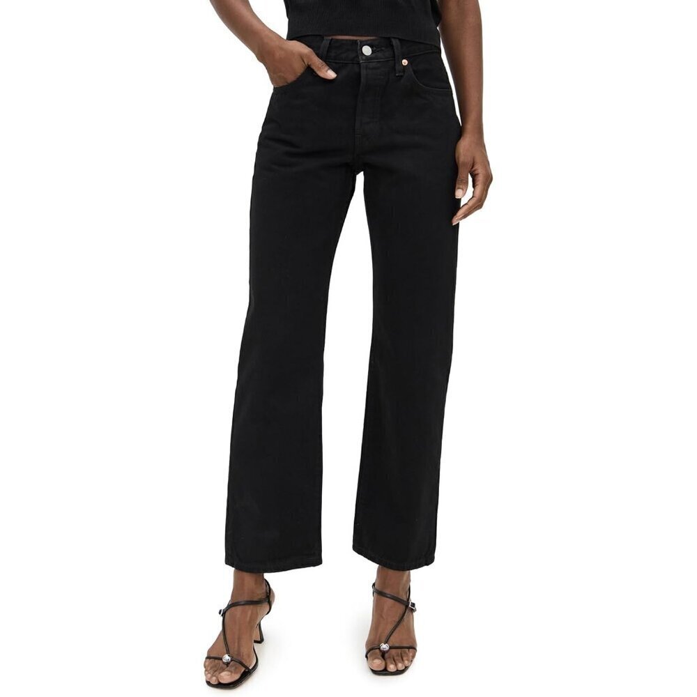 Womens Denim Jeans Cotton Mid-rise Loose Fit Retro Style Casual Wear